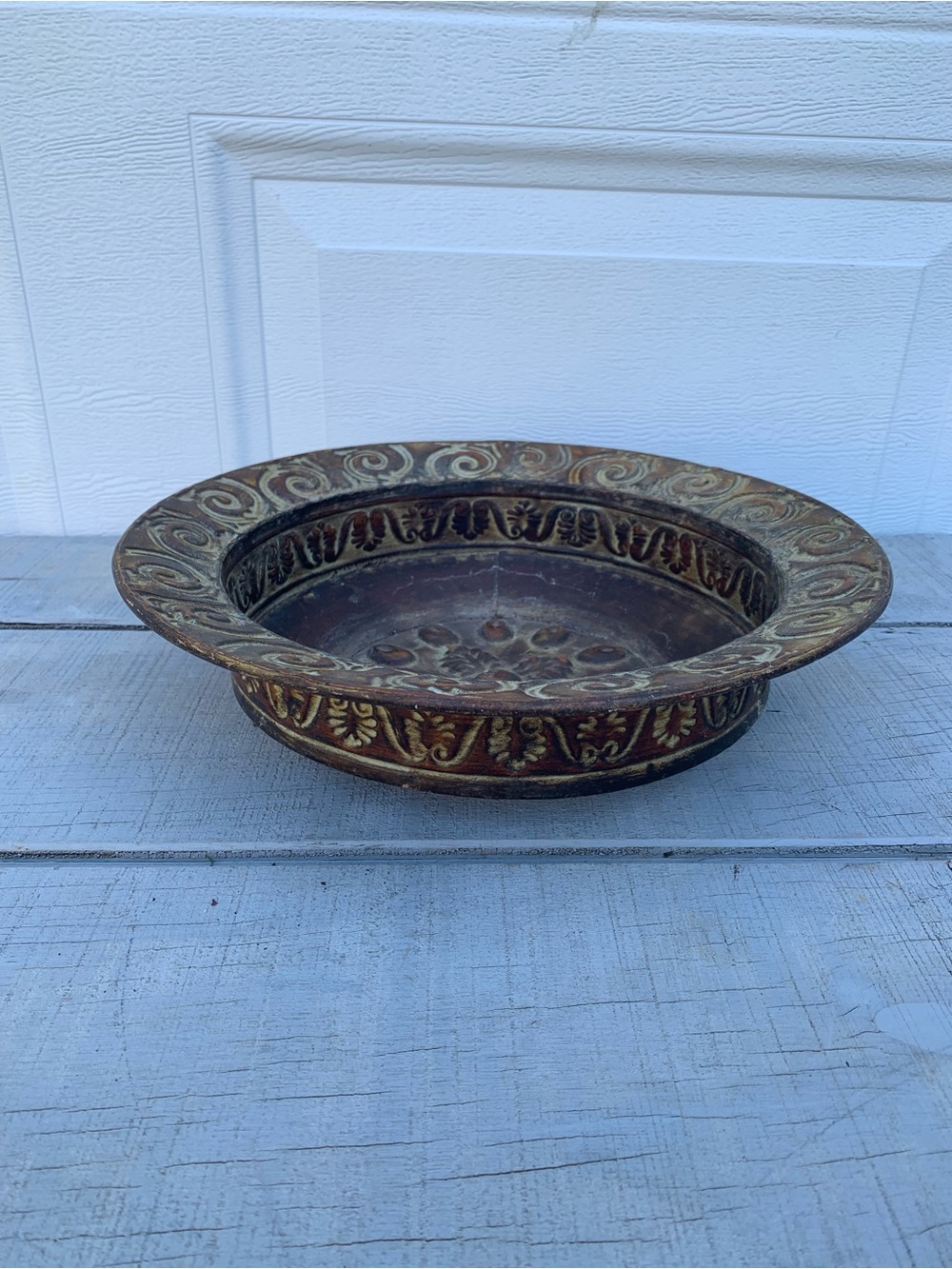 Hosley H-373 Decorative Metal Bowl Bronze Scroll Accent Centerpiece 12.75”